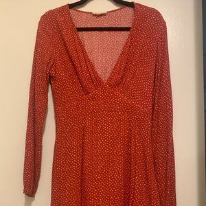 LA Hearts Red Floral Long Sleeve Mini Dress